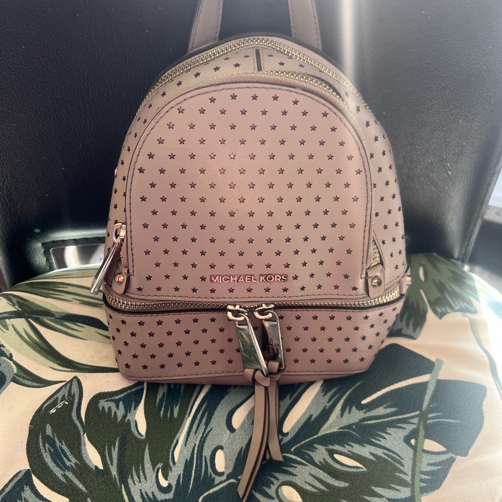 MICHAEL KORS Pink Star-Perforated Mini Backpack